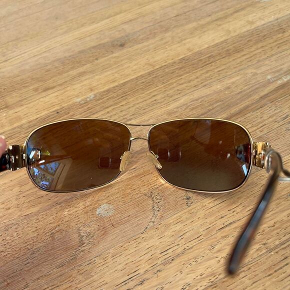 NWT Vintage Y2K Aviator Sunglasses Gold & Brown Gradient Tortoiseshell Arms - Picture 6 of 8
